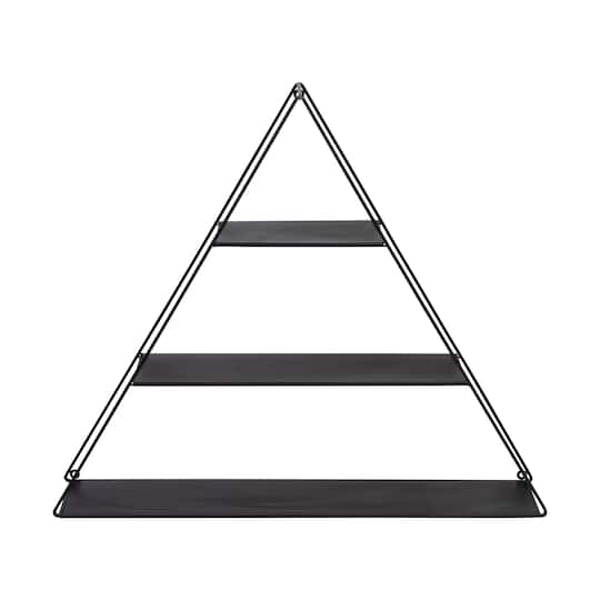 Honey Can Do 28&#x22; Black Three-Tier Triangle Decorative Metal Wall Shelf